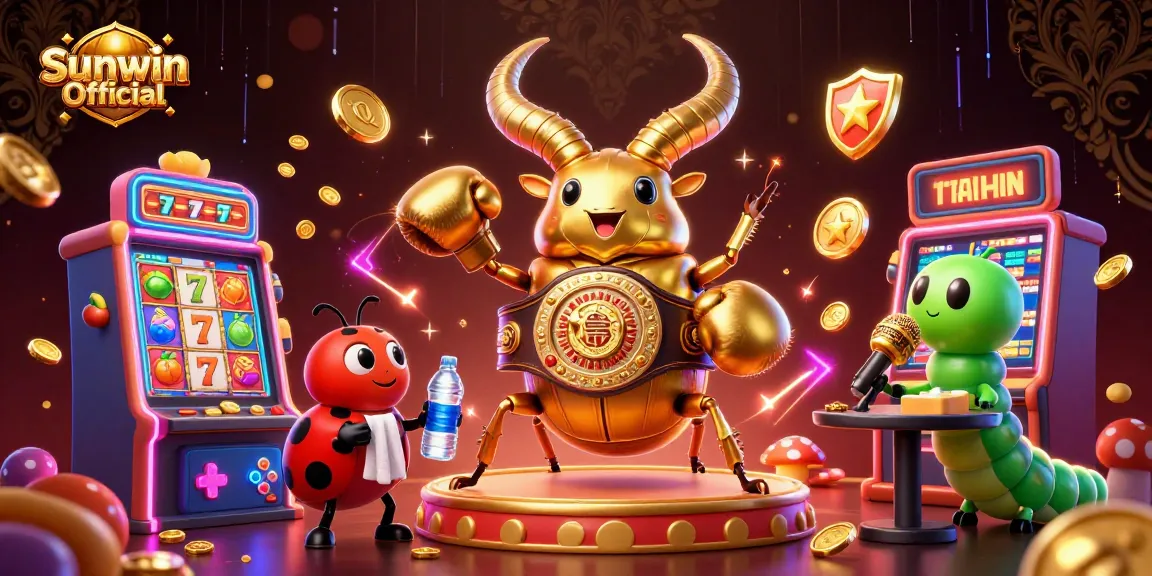 Engage with the vibrant casino atmosphere featuring Sunwin Official as the golden stag beetle squares up for a big win.