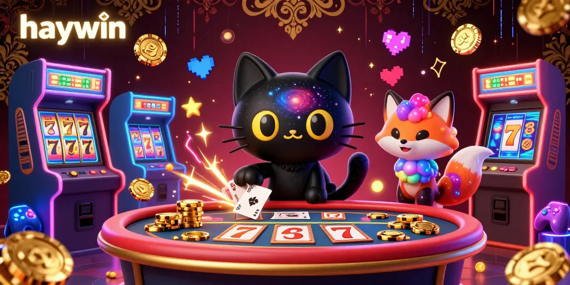 Experience thrilling gaming action at haywin featuring a cosmic casino scene with a black hole cat and colorful elements.