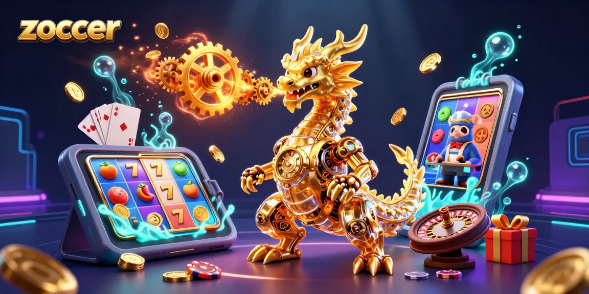 Experience zoccer in this visually stunning, dynamic 3D illustration featuring vibrant casino elements.
