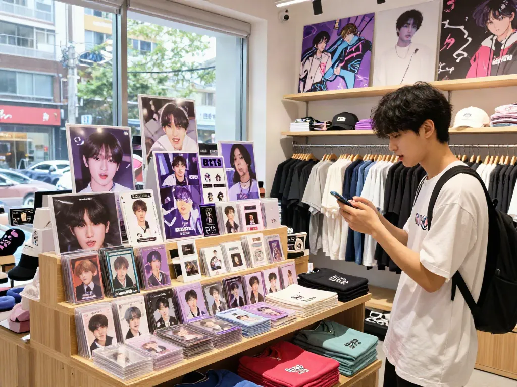 Shop BTS merchandise at ROKOK88, featuring a lively display of exclusive items for enthusiastic fans.