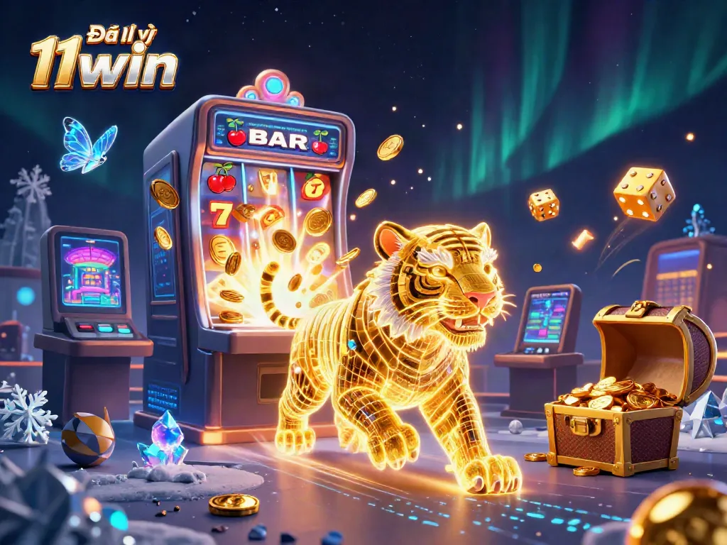 Experience thrilling wins with Đại lý 11win in a vibrant 3D casino scene filled with excitement and energy.
